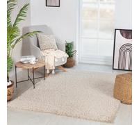 Surya Tappeto shaggy moderno, per soggiorno, sala da pranzo, camera da letto, morbido tappeto shaggy per camera da letto, pelo morbido e facile da pulire, tappeto grande, 160 x 213 cm, beige