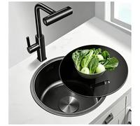 SUS304 Lavello Rotondo Nero Da Bar, Piccolo Cucina In Acciaio Inox, Incasso For Isola, Compatto Una Vasca Moderno(Black-Gray#2,36cm)