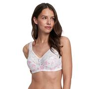 Susa Baumwoll BH Basic Reggiseno, Weiß/Rose-Print, 7DD Donna