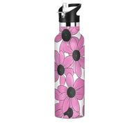 Susan dagli occhi neri Semplice Line Art Valentinesnes pesca a prova di perdite BPA Free Kids Water Bottle con cannuccia isolamento a doppia parete per sport palestra all'aperto viaggi scuola vasos