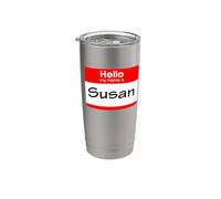 Susan, targhetta con scritta "Hello My Name is Name" Bicchiere termico in acciaio inox doppia parete