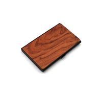 SUSANMAISON Porta biglietti da visita in metallo nero in noce con logo, scritta PR Welfare, conferenze, pubblicità, promozione, set regalo (legno di fiordaliso (fondo nero)