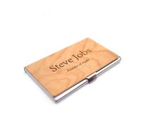 SUSANMAISON Porta biglietti da visita in metallo nero noce con logo scritta PR Welfare conferenze aziendali pubblicitarie promozionali set regalo (legno di ciliegio (retro argento)