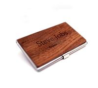 SUSANMAISON Porta biglietti da visita in metallo nero noce porta biglietti da visita LOGO Lettering PR Welfare conferenza Business Pubblicità Promozione Gift Set, Legno di pancetta (retro argentato)