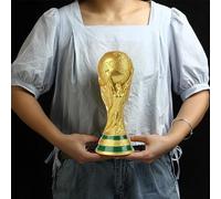 SUSANMAISON Trofeo replica della Coppa del Mondo di calcio in 4 diverse dimensioni, con portachiavi, in resina, regalo da collezione con portachiavi, per gli appassionati di sport, decorazione per la
