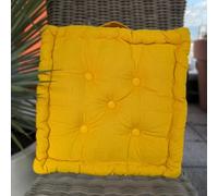 Susanna Home Cuscini Mattonella per Sedie, Panca, Giardino, Cucina, Divano, Pavimento, da Esterno e Interno 40x40x10 con Manico 100% Cotone (SENAPE, SET 2 CUSCINI)