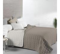 SUSANNA HOME DESIGN Trapuntino Leggero Estivo, Copriletto Mezza Stagione Double Face in Morbida Microfibra, Matrimoniale 260x260 cm, Tortora/Panna