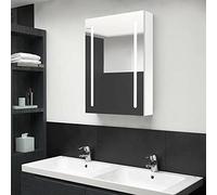 Susany Armadietto Bagno con Specchio e LED, Armadietto da Bagno a Specchio, Specchiera Specchio Bagno Pensile Contenitore Bianco Lucido 50x13x70 cm