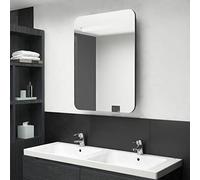 Susany Armadietto Bagno con Specchio e LED, Pensile Contenitore Nero Lucido 60x11x80 cm