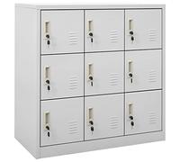 Susany Armadio armadietto, Armadio in metallo per ufficio sul posto di lavoro Armadio per bagno, Mensola per bagno, Armadietto di stoccaggio, Organizzatore di stoccaggio, Con 9 armadietti, Grigio chiaro 90x45x92,5 cm Acciaio