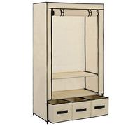 Susany Armadio con 3 cassetti, Armadio di Tela Portatile Cabina Guardaroba, Armadio da Campeggio, Armadio Portatile per Riporre Vestiti, Asciugamani o Scarpe Crema 87x49x159 cm in Tessuto