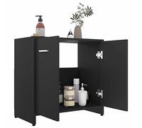 Susany Armadio da Bagno, Mobile da Terra Bagno Cucina, Mobiletto da Bagno, Mobiletto per Lavandino Bagno Nero 60x33x58 cm in Truciolato