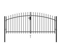 Susany Cancello a Doppia Anta con Punte in Acciaio 3x1,25 m Nero-Home