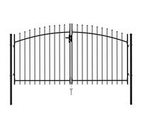 Susany Cancello a Doppia Anta con Punte in Acciaio 3x1,5 m Nero-Home