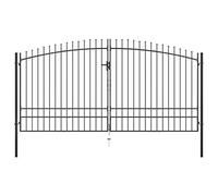 Susany Cancello da Giardino a Doppia Anta con Punte a Lancia in Acciaio Nero 300x150/175/200 cm 400x200/248 cm,Cacello per Recinzione,Cancello in Metallo,Cancello da Esterno,Cancello in Acciaio