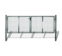 Susany Cancello d'acciaio, pedonale per recinzione singola/doppia, recinzione esterna, cancello da giardino in acciaio, recinzione da giardino in acciaio 306 x 175 cm verde