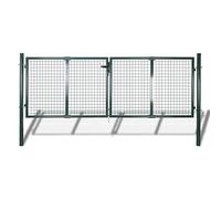Susany Cancello in Acciaio, Cancello Pedonale per Recinzione Singolo/Doppio, Cancello per Recinzione da Esterno, Cancello da Giardino in Acciaio, Recinzione da Giardino Acciaio 306x150 cm Verde