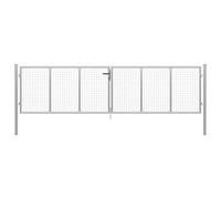 Susany Cancello per Giardino in Acciaio Zincato, Cancello Pedonale per Recinzione Singolo/Doppio,Cancello per Recinzione Singolo,Cancello da Giardino in Acciaio,Cancello da Esterno 415x150cm Argento