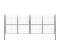 Susany Cancello per Giardino in Acciaio Zincato, Cancello Pedonale per Recinzione Singolo/Doppio,Cancello per Recinzione Singolo,Cancello da Giardino in Acciaio,Cancello da Esterno 415x200cm Argento