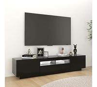 Susany Mobile TV credenza Lowboard TV Tavolo Mobile TV con luci a LED per soggiorno, centro di intrattenimento nero, 180 x 35 x 40 cm