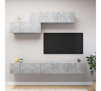 Susany Set Mobile TV 6 Pz, Parete Attrezzata da Soggiorno, Porta TV a Parete, Grigio Cemento in Truciolato