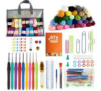 SusggO 104 pezzi Kit completo per principianti Crochet Set Amigurumi - 30 gomitoli di cotone al latte. Accessori, uncinetti, manuale video e borsa. Kit completo per uncinetto - Kit all'uncinetto DIY