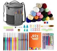 SusggO 81 pezzi Kit completo per principianti Crochet Set Amigurumi - 20 gomitoli di cotone al latte. Accessori, uncinetti, manuale video e borsa. Kit completo per uncinetto - Kit all'uncinetto DIY
