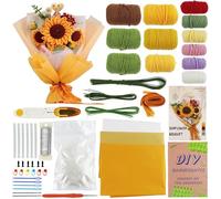 SusggO Kit Amigurumi Kit Uncinetto Principianti Completo Crochet - Gomitoli 60% Cotone, 40% Acrilico Kit Crochet Bouquet di Fiori - Video Tutorial Passo dopo Passo - Kit uncinetto fai da te (GIRASOLE)