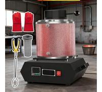 Sushangmao Forno Elettrico per Fusione Dell'oro da 1500 W, Fusione Rapida A 2102 ℉, Display Digitale A LED con Crogiolo in Grafite, Guanti Isolanti E Pinze per Crogiolo, per Rottami di Ghisa Red-3kg