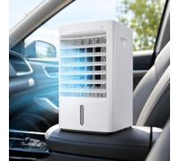 Sushangmao Raffrescatore d'Aria Portatile 12v/24v, Condizionatore d'Aria Portatile, Ventilatore per Auto 4 in 1 con Serbatoio dell'Acqua da 4 Litri, 3 velocità, Telecomando, Timer da 7,5 Ore 12V