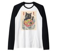 Sushi Anime Giappone Cat Chef Giapponese Onda Amante Maglia con Maniche Raglan