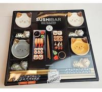 Sushi bar: Coffret avec 4 paires de baguettes, 4 porte-baguettes chat en porcelaine, 4 coupelles pour sauce soja en porcelaine: 13682