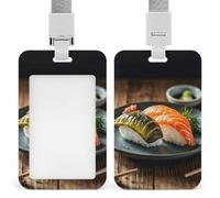 Sushi Dill Pickles Porta badge professionale verticale con cordino Custodia protettiva impermeabile per carta d'identità per ufficio Porta carte d'identità trasparente per infermiere, dottori e