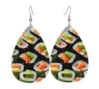 Sushi Dill Pickles Teardrop Faux Leather Orecchini Set per le donne Stampato Leggero Pendente Goccia Forato Ragazze