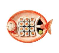 Sushi Dishes Fish Shape Hand-Painted Ceramic Tableware Sushi Serving Plate
