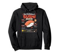 Sushi Giapponese Anatomia Cibo Arte Illustrazione Felpa con Cappuccio