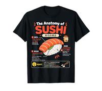 Sushi Giapponese Anatomia Cibo Arte Illustrazione Maglietta