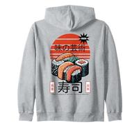 Sushi L'arte del sapore Cibo giapponese Retro Tramonto Design Felpa con Cappuccio