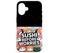 Sushi prima delle preoccupazioni Cibo Kawaii Custodia per iPhone 16