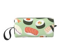 Sushi Su Verde Stampato, Borsa per il trucco Borsa per cosmetici Borsa da toilette da viaggio portatile Borsa per trucco Organizer