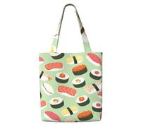 Sushi su verde stampato,Borse della spesa riutilizzabili, borse per la spesa, borsa a tracolla in tela di grande capacità