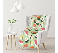 Sushi su verde stampato,Coperta morbida, calda, anti-pilling, in flanella, peluche, 76 x 102 cm