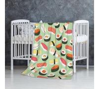 Sushi su verde stampato,Coperta morbida, calda, anti-pilling, in flanella, peluche, 76 x 127 cm