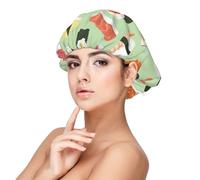 Sushi su verde stampato,Cuffia da notte in raso per adulti - Cuffia da notte elastica per donna, copricapelli per la notte