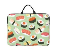 Sushi su verde stampato, Custodia per laptop da 14 pollici, borsa per notebook, custodia per laptop, valigetta con maniglia