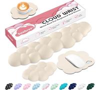 Sushret Memory Foam Cloud - Set di tastiera, 4 in 1: tastiera ergonomica, poggiapolsi e mouse antiscivolo, per ufficio, gaming e home office, colore: Blu