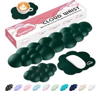 Sushret Memory Foam Cloud - Set di tastiera, 4 in 1: tastiera ergonomica, poggiapolsi e mouse antiscivolo, per ufficio, gaming e home office, colore: Blu