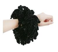SUSHUN Hijab - Elastico in velluto morbido per donna musulmana, tinta unita, grande anello per capelli, clip per chignon flessibile, fascia in gomma nera