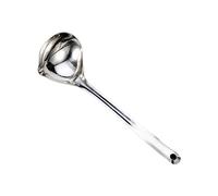 susiodeu Cucchiaio Cucchiaio a forma di U Non deformabile Riutilizzabile Facile da pulire Ristorante Utensili da cucina Pentola calda Zuppa Gruel Porridge, Argento, Piccolo con deflettore