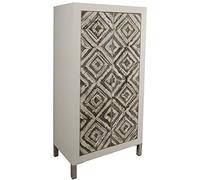 Suska-Regalos 40093 Armadio 2 Ante Legno con Gambe in Acciaio Inox, Bianco e Grigio, 60 x 35 x 120 cm